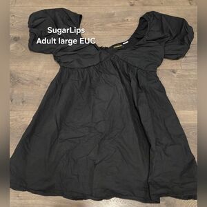 Sugarlips Black Puff-Sleeve Casual Kids Dress